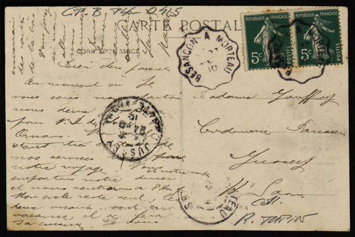 Besançon - Fêtes des 13, 14 et 15 Août 1910 - Décorations de la Place Flore. [image fixe] , 1904/1910