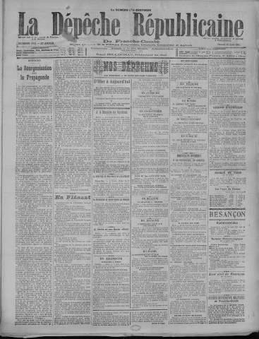 19/08/1922 - La Dépêche républicaine de Franche-Comté [Texte imprimé]