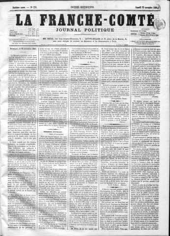 19/11/1864 - La Franche-Comté : organe politique des départements de l'Est