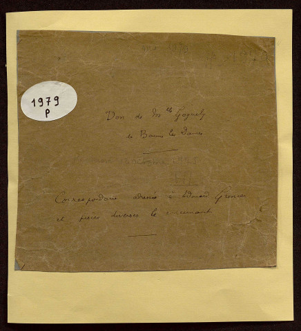 Ms 1979 - Lettres adressées à Edouard Grenier et pièces le concernant.