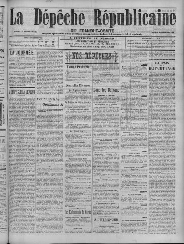 03/11/1908 - La Dépêche républicaine de Franche-Comté [Texte imprimé]