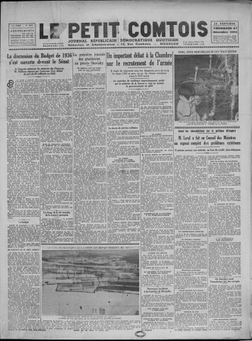 27/12/1935 - Le petit comtois [Texte imprimé] : journal républicain démocratique quotidien