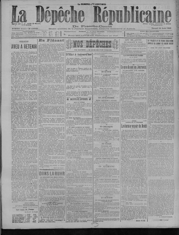 18/08/1923 - La Dépêche républicaine de Franche-Comté [Texte imprimé]