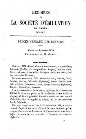 01/01/1870 - Mémoires de la Société d'émulation du Doubs [Texte imprimé]