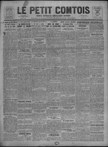 20/06/1931 - Le petit comtois [Texte imprimé] : journal républicain démocratique quotidien