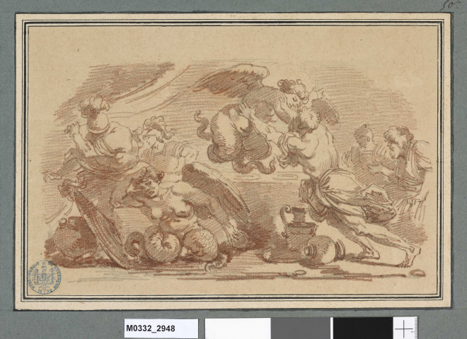 Énée et ses compagnons combattant les harpies