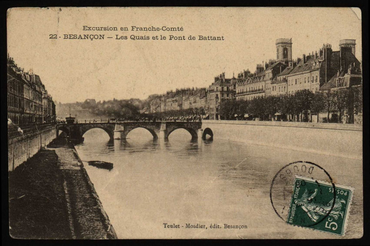Besançon. Les quais et le Pont de Battant [image fixe] , Besançon : Teulet-Mosdier, 1908/1909