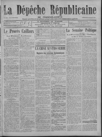 26/07/1914 - La Dépêche républicaine de Franche-Comté [Texte imprimé]