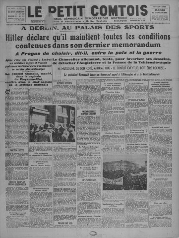27/09/1938 - Le petit comtois [Texte imprimé] : journal républicain démocratique quotidien