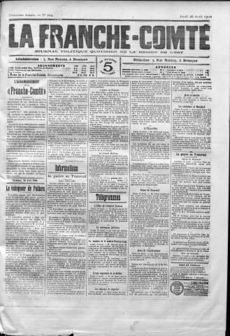 26/04/1900 - La Franche-Comté : journal politique de la région de l'Est