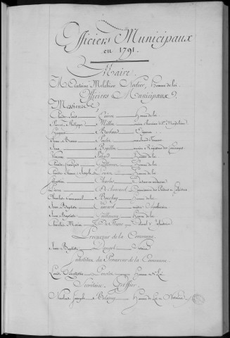Délibérations du Conseil Municipal 2 janvier 1791 - 2 juin 1792