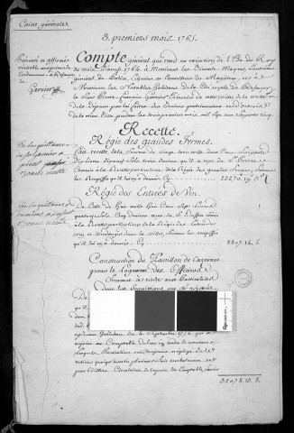 Comptes de la Ville de Besançon, recettes et dépenses, Compte de Pierre François Garnier et Pierre Bourdarye (1765)