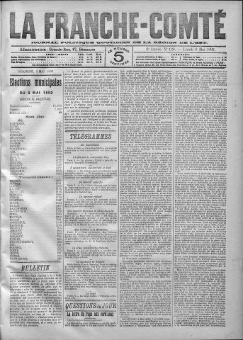 09/05/1892 - La Franche-Comté : journal politique de la région de l'Est