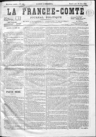 20/06/1864 - La Franche-Comté : organe politique des départements de l'Est