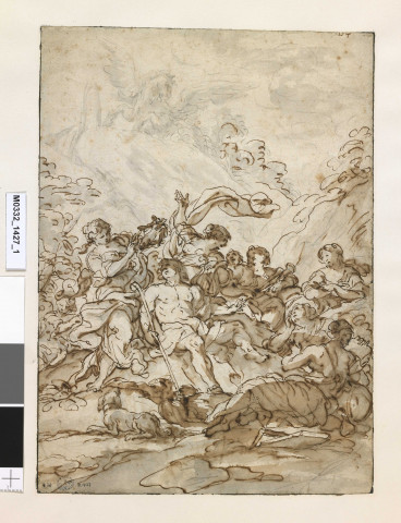 Apollon et les muses sur le mont Hélicon (recto) ; Deux scènes d'enlèvement (verso)