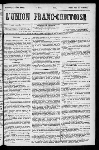 13/10/1879 - L'Union franc-comtoise [Texte imprimé]