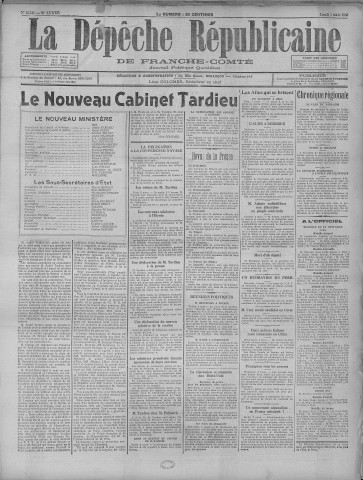 03/03/1930 - La Dépêche républicaine de Franche-Comté [Texte imprimé]