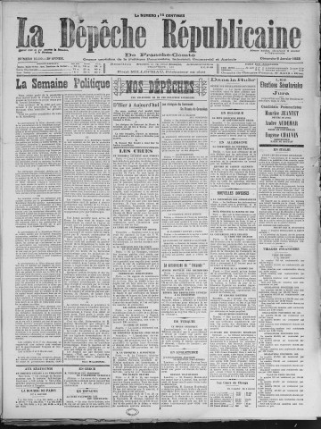 06/01/1924 - La Dépêche républicaine de Franche-Comté [Texte imprimé]