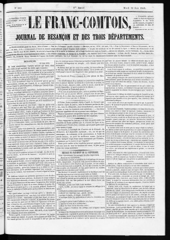 12/06/1849 - Le Franc-comtois - Journal de Besançon et des trois départements
