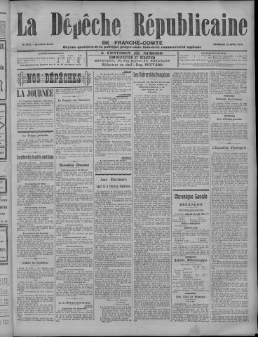 15/04/1910 - La Dépêche républicaine de Franche-Comté [Texte imprimé]
