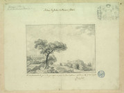 Rideau de fond représentant un jardin et un palais, pour "L'Amant sylphe", opéra-comique créé à Fontainebleau le 24 octobre 1783. Projet de décor de théâtre / Pierre-Adrien Pâris , [S.l.] : [P.-A. Pâris], [1700-1800]