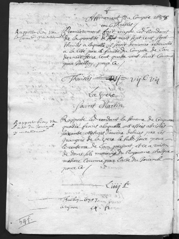 Comptes de la Ville de Besançon, recettes et dépenses, Compte de Jacques Antoine Varin (1689)