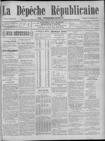 24/12/1911 - La Dépêche républicaine de Franche-Comté [Texte imprimé]
