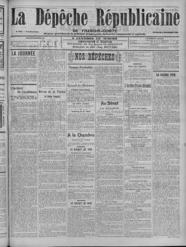 06/11/1908 - La Dépêche républicaine de Franche-Comté [Texte imprimé]