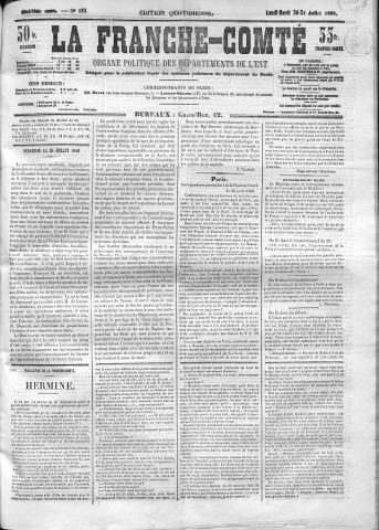 30/07/1860 - La Franche-Comté : organe politique des départements de l'Est