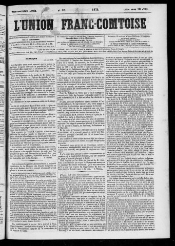10/04/1876 - L'Union franc-comtoise [Texte imprimé]