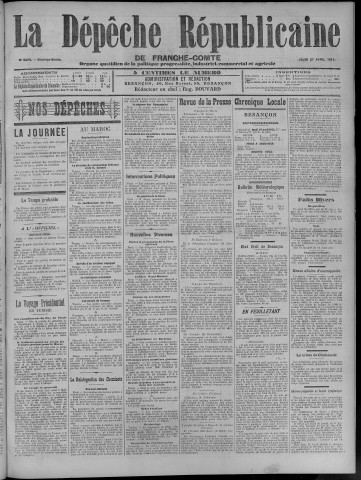 27/04/1911 - La Dépêche républicaine de Franche-Comté [Texte imprimé]