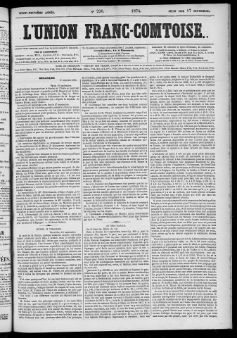17/09/1874 - L'Union franc-comtoise [Texte imprimé]