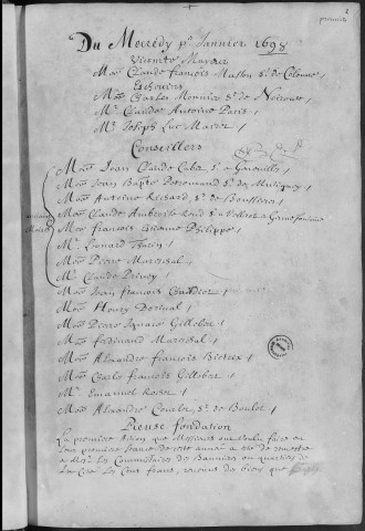 Registre des délibérations municipales 1er janvier - 31 décembre 1698
