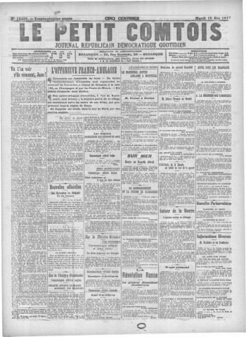 15/05/1917 - Le petit comtois [Texte imprimé] : journal républicain démocratique quotidien