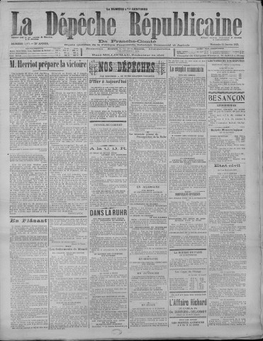 14/01/1923 - La Dépêche républicaine de Franche-Comté [Texte imprimé]