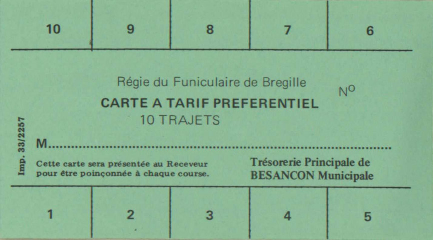 Funiculaire de Bregille, fréquentation : statistiques annuelles de 1953 à 1977, statistiques journalières de 1982 à 1984 (lacunes)