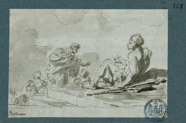 Job mendiant sur les marches d'un escalier / Louis-Jacques Durameau , [S.l.] : [L.-J. Durameau], [1700-1800]