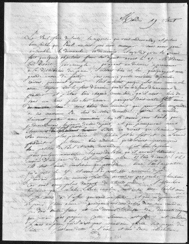 Ms Z 463 - Victor Considérant. Lettres à Clarisse Vigoureux. 1828-1840