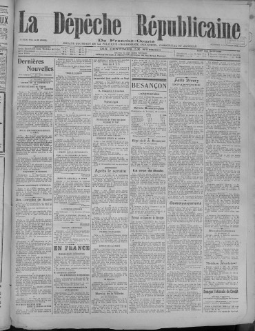 21/11/1919 - La Dépêche républicaine de Franche-Comté [Texte imprimé]