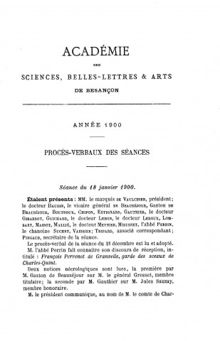 01/01/1900 - Procès verbaux et mémoires [Texte imprimé] /