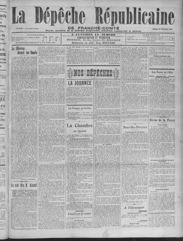 18/02/1908 - La Dépêche républicaine de Franche-Comté [Texte imprimé]