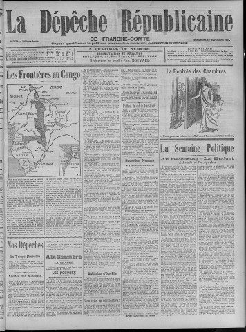 12/11/1911 - La Dépêche républicaine de Franche-Comté [Texte imprimé]