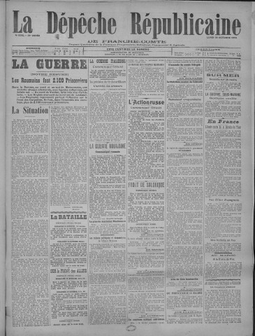 30/10/1916 - La Dépêche républicaine de Franche-Comté [Texte imprimé]