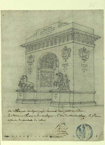 Arc de triomphe sous lequel passe la marche dans Castor et Pollux [Image fixe] / Pierre-Adrien Pâris , [Paris], [1780-1791]