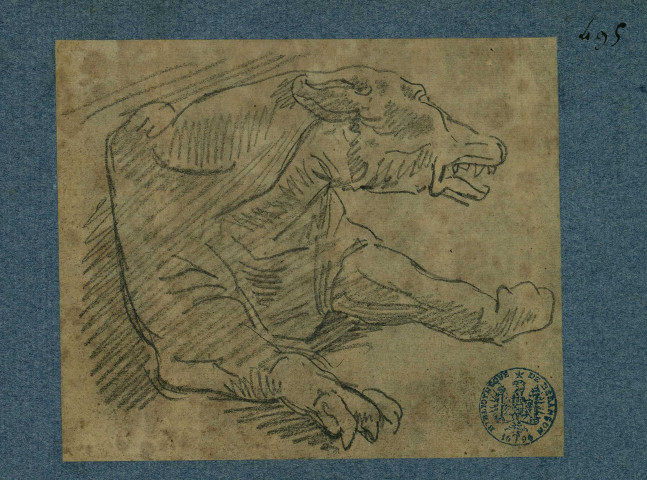 Animal couché (chien, loup ou renard ?) , [S.l.] : [s.n.], [1700-1800]