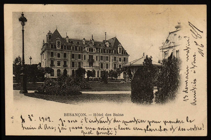 Besançon - Hôtel des Bains [image fixe] J. B., 1896/1902