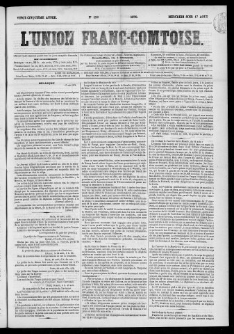 17/08/1870 - L'Union franc-comtoise [Texte imprimé]