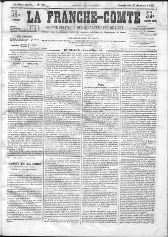 27/01/1862 - La Franche-Comté : organe politique des départements de l'Est