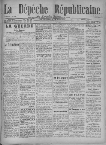 16/04/1918 - La Dépêche républicaine de Franche-Comté [Texte imprimé]