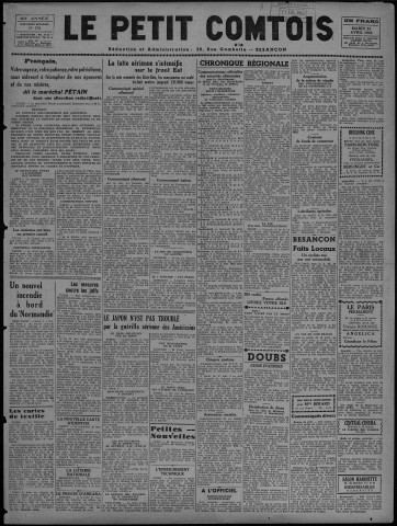 21/04/1942 - Le petit comtois [Texte imprimé] : journal républicain démocratique quotidien